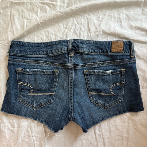 Vintage American Eagle Low Rise Denim Cut Off Shorts Stretch Y2K Junior Sz 9 - Picture 2 of 5